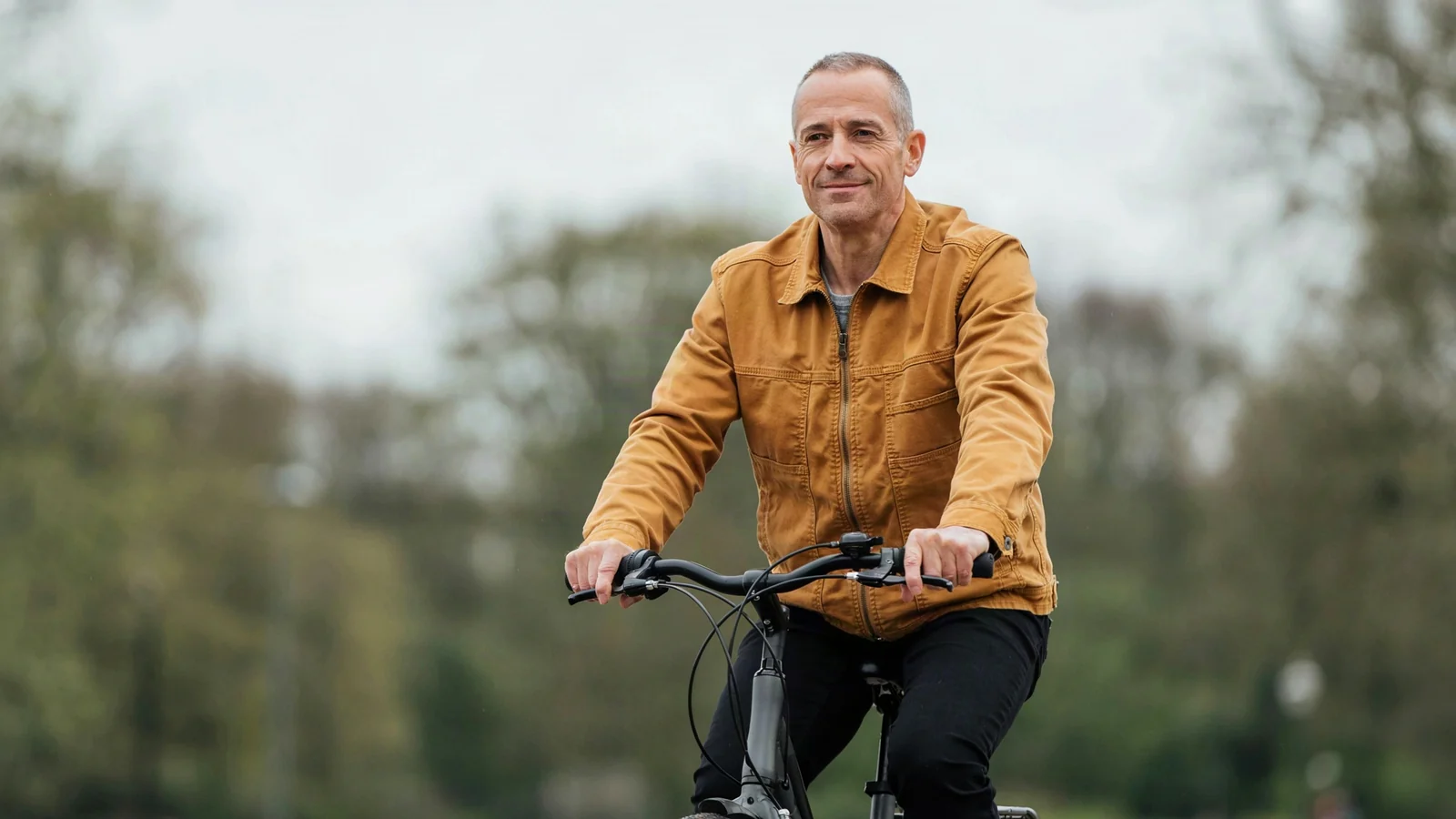A man in his fifties on a bicycle